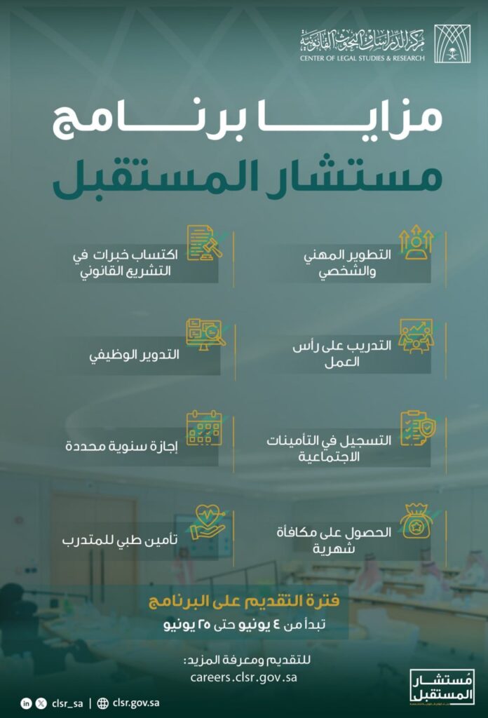 🔴 التقديم مستمر ♻️ برنامج مستشار المستقبل 1447هـمركز الدراسات والبحوث القانونية يعلن  […]