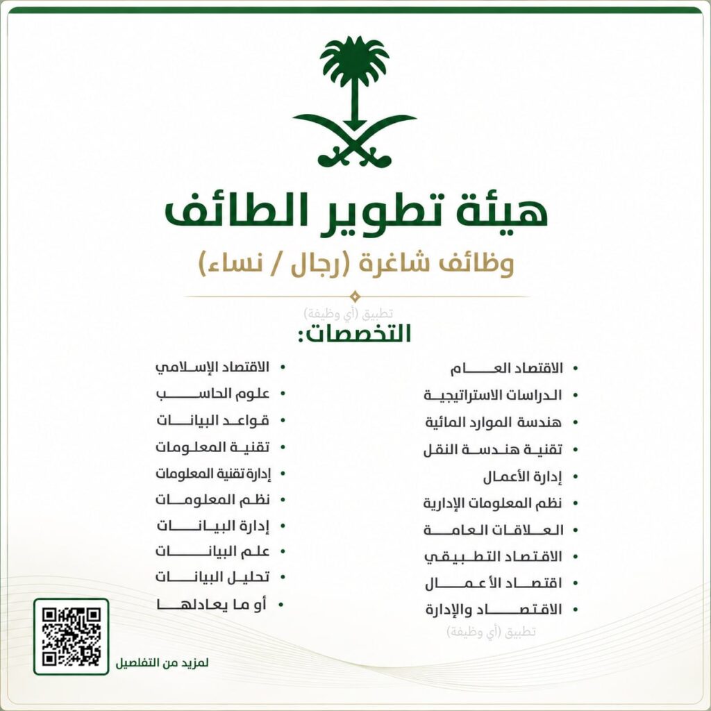 🔥 عاجل‼️ هيئة تطوير الطائف تطرح وظائف شاغرة للجنسين عبر منصة (جدارات):💼 التخصصات (ال […]
