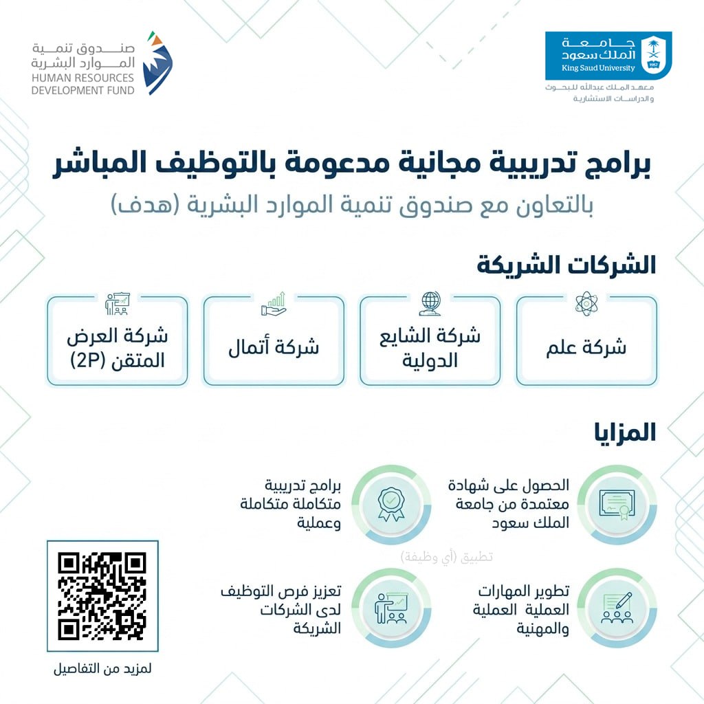 (🔴) هام | جامعة الملك سعود تعلن برامج تدريبية مجانية مدعومة بالتوظيف المباشر بالتعاون […]