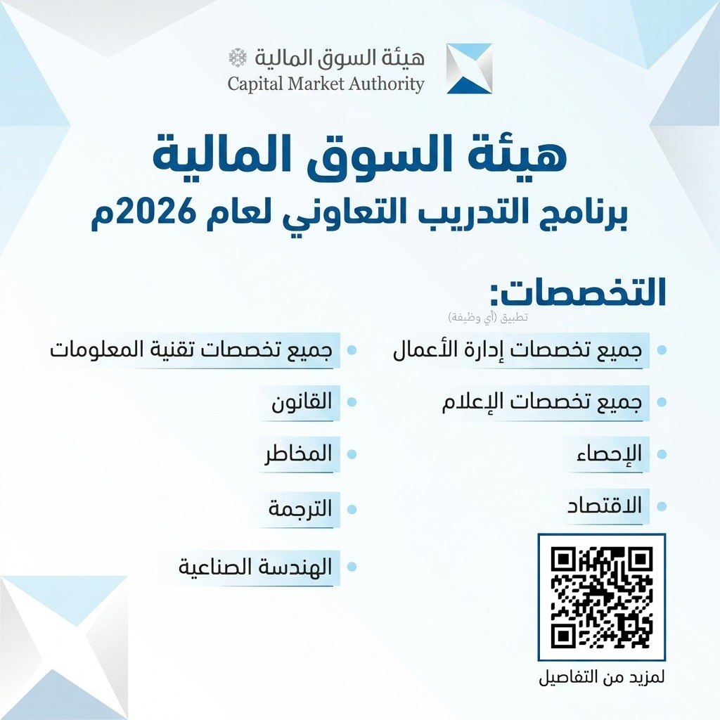 (🔴) جميع التخصصات | هيئة السوق المالية تعلن فتح باب التقديم في (برنامج التدريب التعاو […]