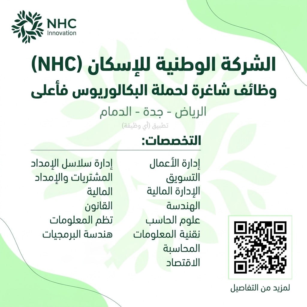 (🔴) الوطنية للإسكان تعلن وظائف شاغرة لحملة البكالوريوس فأعلى:📍 أماكن العمل (الرياض – […]