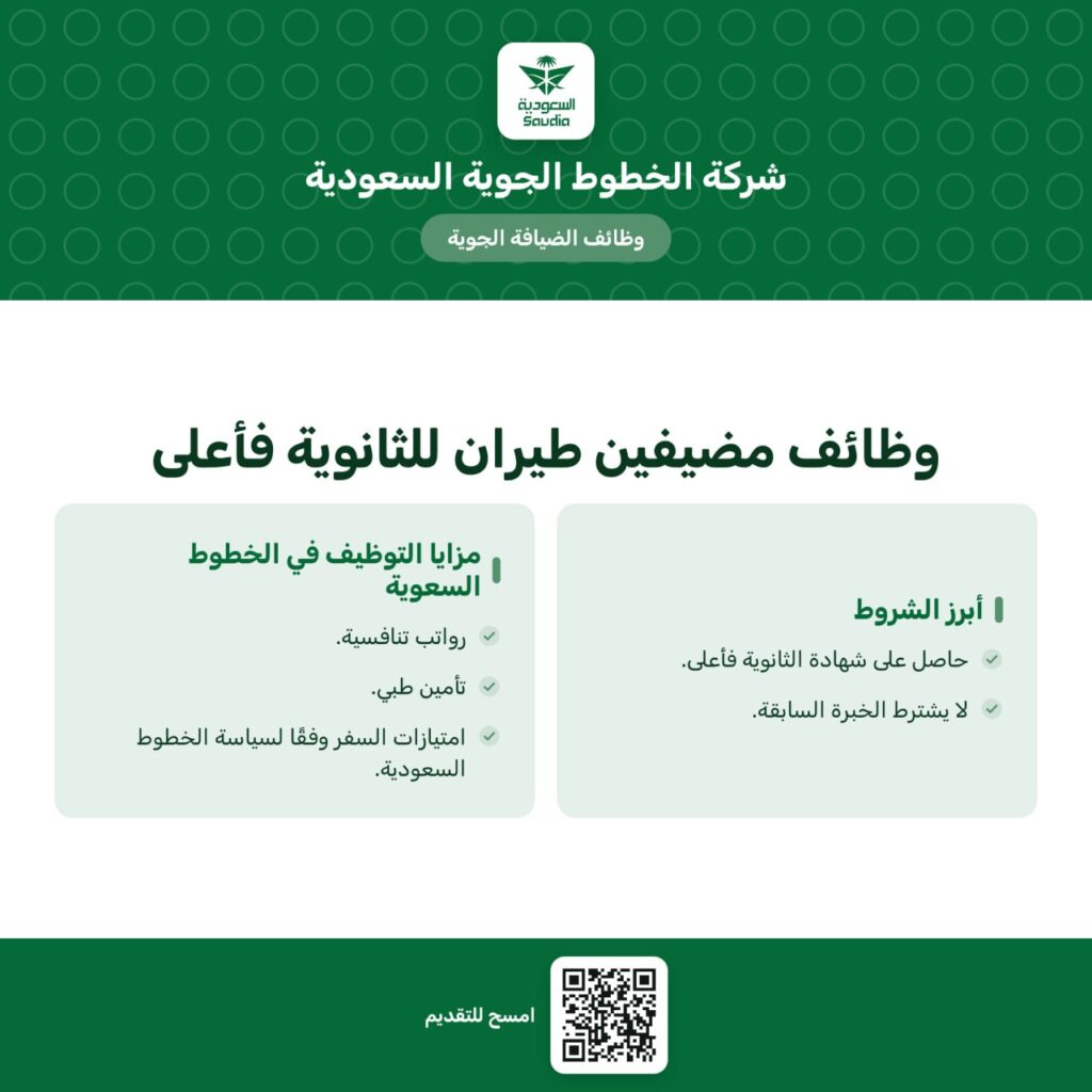 (🔴) التوظيف الفوري (للثانوية فأعلى) الخطوط السعودية بدون خبرةشركة الخطوط الجوية السعو […]