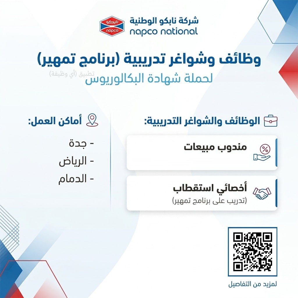 (🔴) شركة نابكو الوطنية تعلن وظائف وتدريب (تمهير) لحملة البكالوريوس:⭐️ المسمى (مندوب  […]