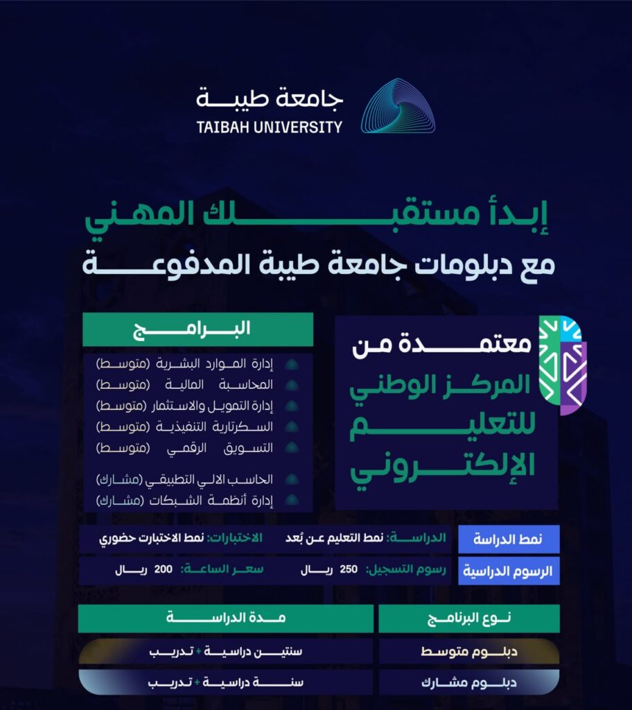 🔴 | (عن بُعد) جامعة طيبة تعلن بدء التقديم على برامج الدبلوم المدفوعة المعتمدة من المر […]
