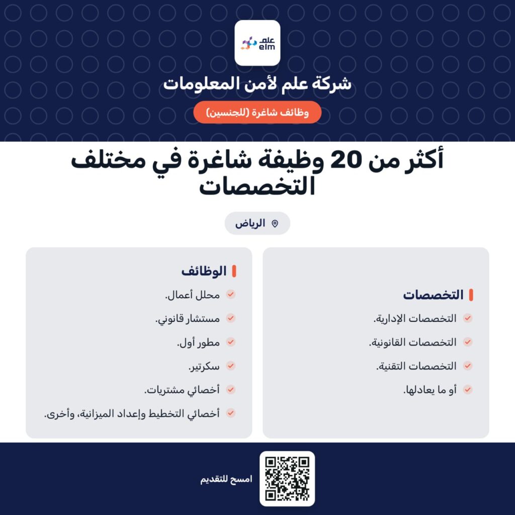 (🔴) شركة علم لأمن المعلومات (المملوكة لصندوق الاستثمارات العامة) تعلن عن وظائف شاغرة  […]