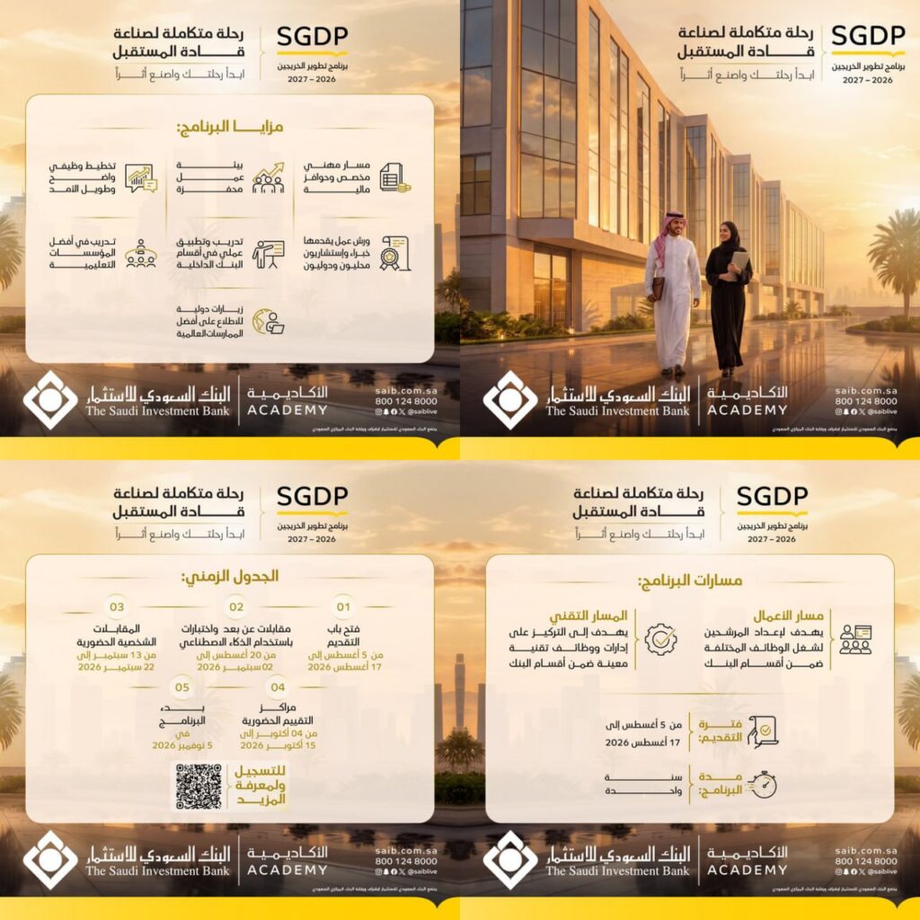 (🔴) البنك السعودي للاستثمار يعلن فتح التقديم في (برنامج تطوير الخريجين 2026م):⭐️ مسا […]
