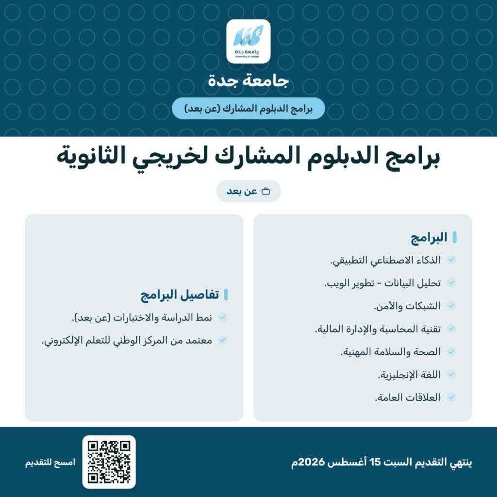 (🔴) عن بُعد | جامعة جدة تعلن فتح باب القبول في برامج الدبلوم المشارك لخريجي الثانوية  […]