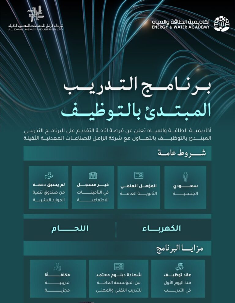 🔴 | أكاديمية الطاقة والمياه تعلن عن إتاحة التقديم على البرنامج التدريبي المبتدىء بالت […]