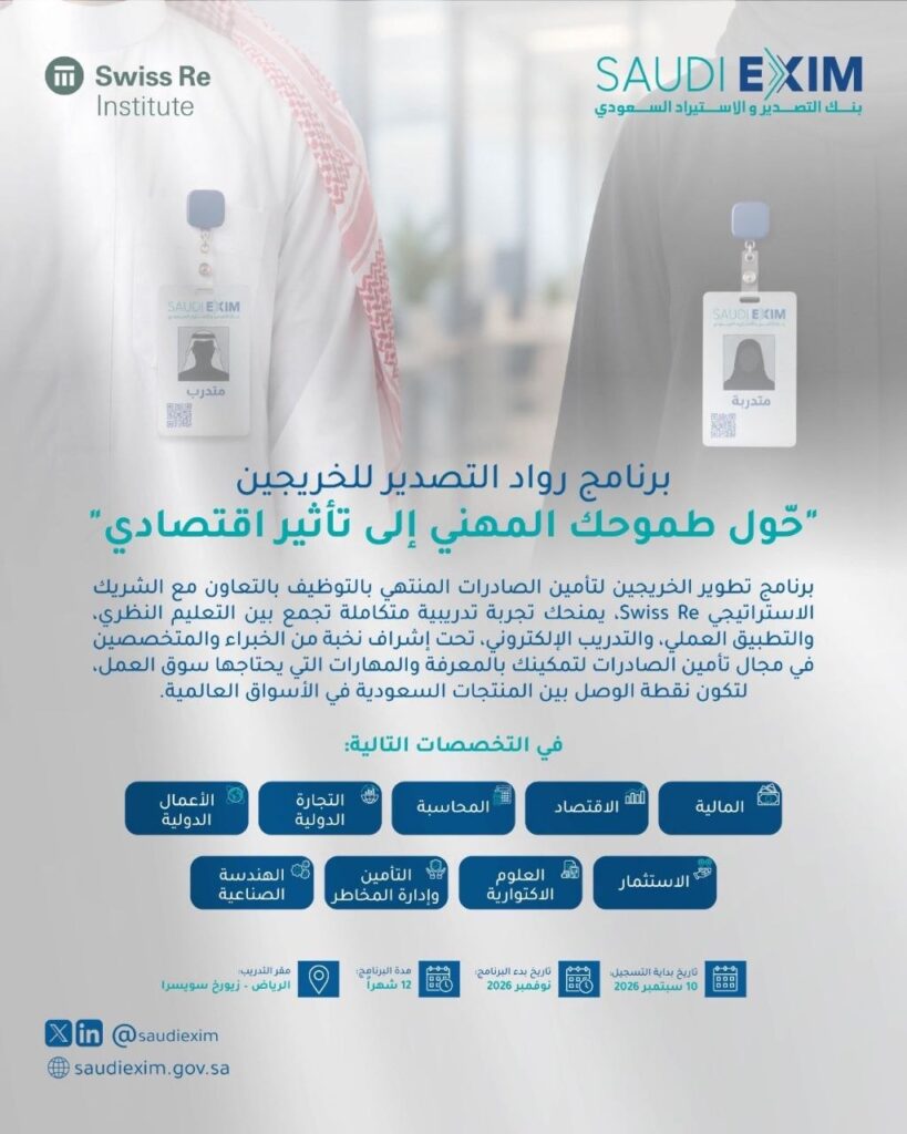 (🔴) عاجل | بنك التصدير والاستيراد يطلق برنامج (رواد التصدير) المنتهي بالتوظيف لحديثي  […]