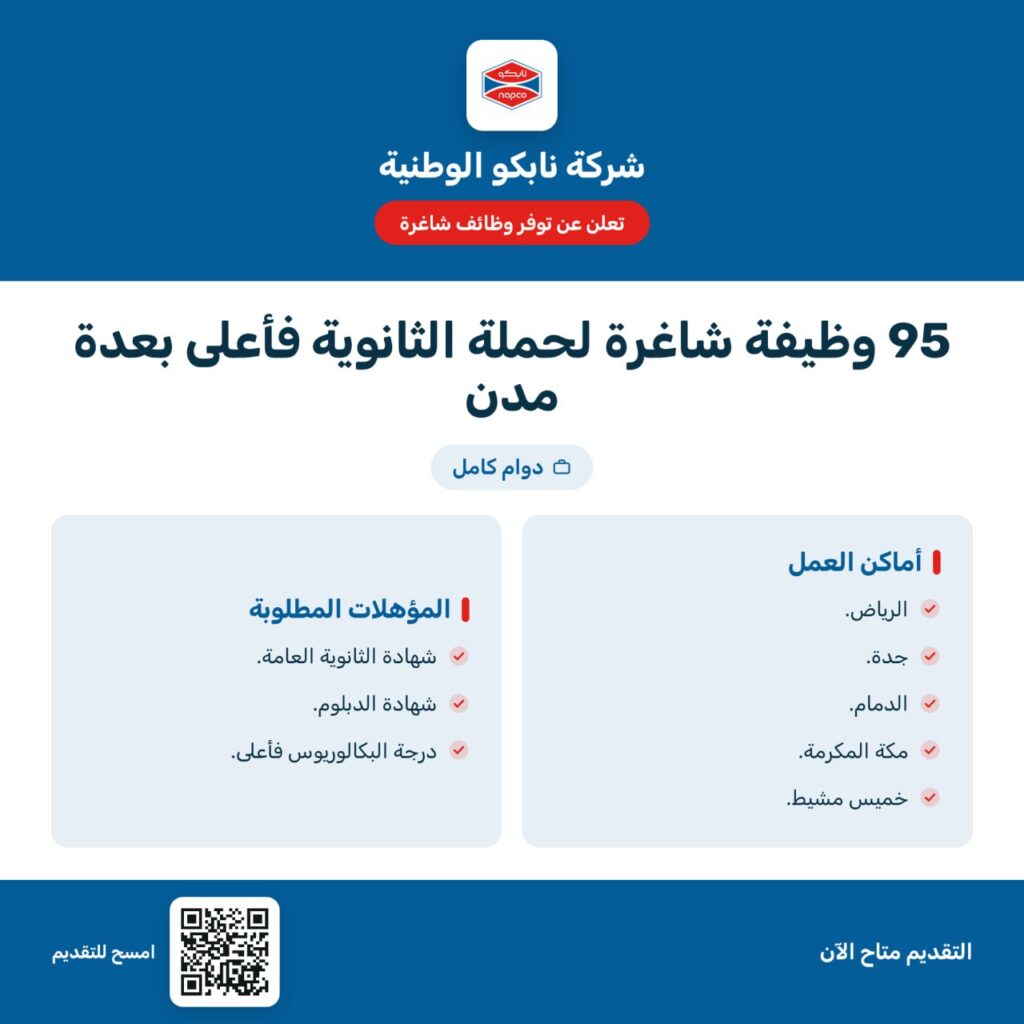 🔴 | شركة نابكو الوطنية تعلن 95 وظيفة شاغرة (رجال / نساء) بعدة تخصصات منوعة في المدن ا […]