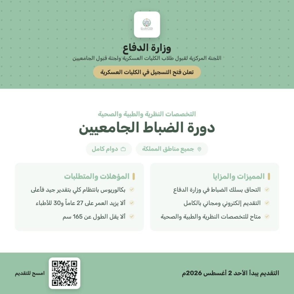 🟥عاجل نتائج القبول العسكرية:🏛 وزارة الدفاع📍 جميع مناطق المملكة🗂 وظائف عسكرية👥 رجال▫ […]
