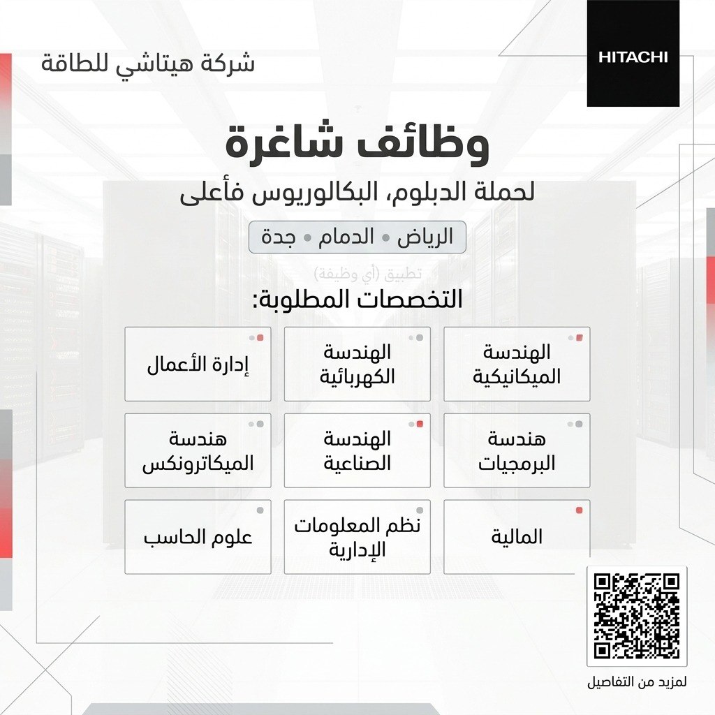 (🔴) وظائف لحملة (الدبلوم فأعلى) لدى (شركة هيتاشي للطاقة):▪️ المجالات (هندسية وإدارية  […]